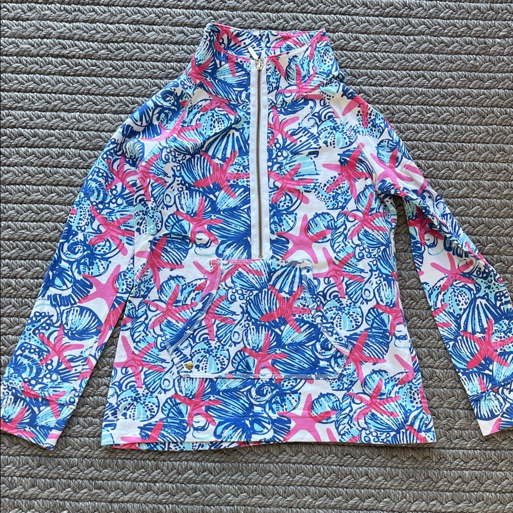 Lilly Pulitzer Blue and Pink Starfish PullOver, size Small